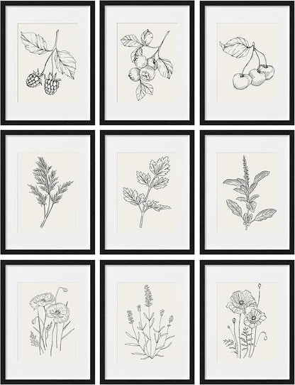 eletecpro 12x16 Picture Frames Set of 9, Classic Gallery Wall Frame Set Displays 8.5x11 Photos with Mat or 12x16 without Mat, Photo Frames Collage Wall Decor, Poster Display for Home Decor, Black