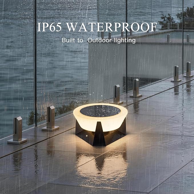 11.02" Corner Floor Lamp, IP54 Waterproof Floor Lamp Modern, 3000K Outdoor Light Lamps, Modern Solar Patio Lights Outdoor Free Standing, Smart Patio Lantern, Solar Powered Porch Lantern for Yard