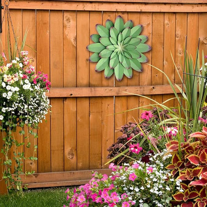 AHYS Metal Flowers Wall Decor Indoor Outdoor Metal Wall Art for Farmhouse Home Living Room Bedroom Bathroom Garden Decor – 12 Inch - Green