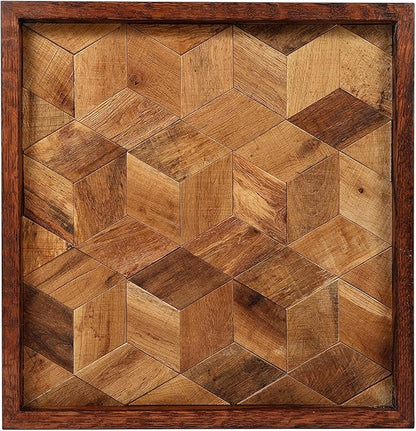 CONSDAN Wood Wall Decor | USA Grown Hardwood, Rustic Wooden Wall Art, Home Decorations for Living Room and Bedroom Aesthetic, Framed and Ready to Hang, Hexagon, 18" x 18"