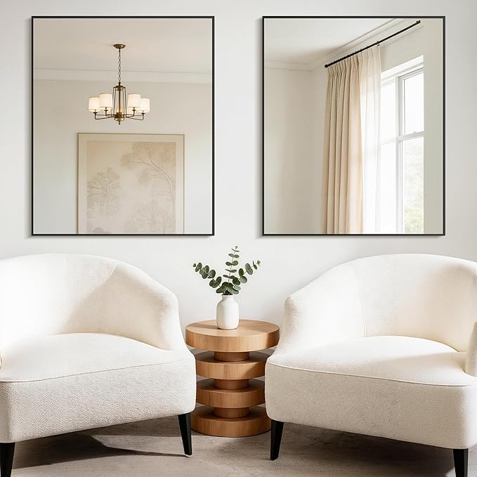 DESBING Black Bathroom Mirror 2 Pack, 30x36 Inch Rectangle Wall Mirrors with Frame, Shatter-Resistant, Modern for Bathroom, Living Room, Entryway – Horizontal or Vertical