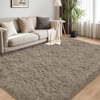 4x6 Area Rug for Living Room:Ultra Soft Fluffy Shag Grey Camel Rugs,Large Fuzzy Plush Indoor Non Slip Carpet Washable Rug for Bedroom Kids Nursery Office Dorm Modern Decor(Grey Camel 4'x6')