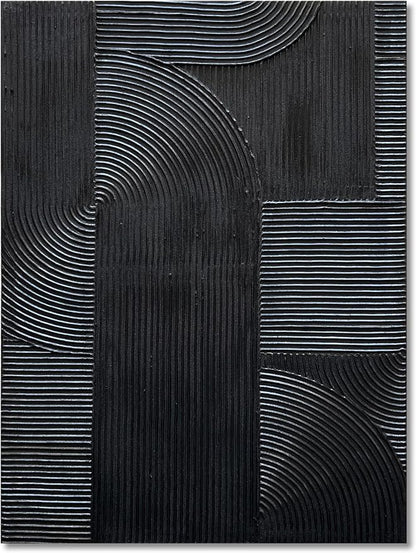 NANKAI Art Hand-Painted Black Modern Minimalist Art Painting Black Thick Texture Abstract Painting 40x28 inch Canvas Wall Decoration Oil Painting