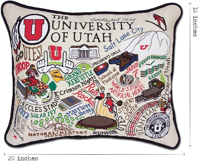 Catstudio University of Utah Collegiate Embroidered Decorative Throw Pillow