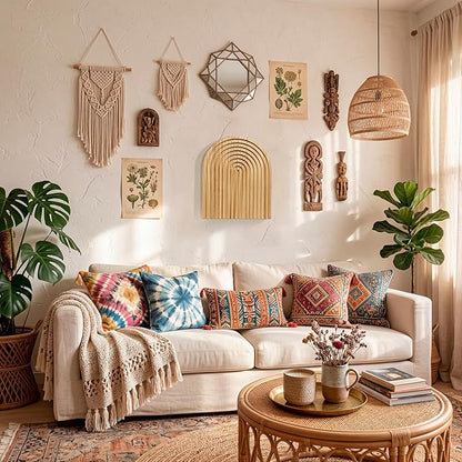 MASHDE Boho Wall Decor, 10 x 12 In Wooden Farmhouse Decor Nature Wall Art for Living Room Bathroom Bedroom Dining Room Office