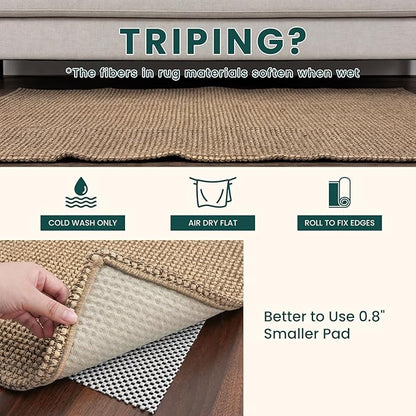 KOZYFLY Farmhouse 7.5x10 Rugs for Living Room, Non Slip Woven Area Rugs, Braided Floor Carpet for Entryway, Kitchen, Bedroom, Dining Room, Office, Cotton Rug Indoor Decor, Orange Beige/Tan/Brown