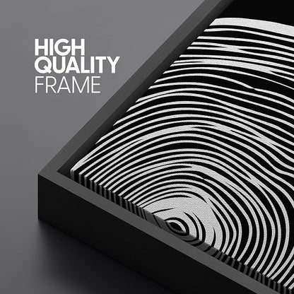 SIGNLEADER Framed Canvas Print Wall Art Set Duotone Geometric Wood Ring Circle Collage Abstract Shapes Illustrations Modern Art Boho Decorative for Living Room, Bedroom, Office - 24"x36"x3 BLACK