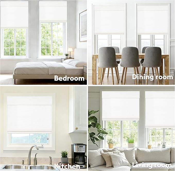 Motorized Bamboo Roman Shades, Motorized Blinds with Remote Compatible with Homekit, Alexa GoogleHome, Smart Wood Woven Shades for Indoor Windows, Customize, Snowfold