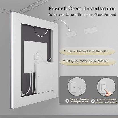 Led Bathroom Mirror 60x36, Large Illuminated Dimmable Vanity Mirror with Lights, Backlit and Front Lighted Mirror for Wall, Anti-Fog, Shatter-Proof, ETL Listed (Horizontal/Vertical)