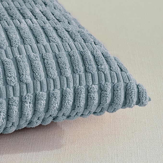 Fancy Homi 4 Packs Decorative Throw Pillow Covers for Living Room Couch Bed, Modern Farmhouse Boho Home Décor Accent Cushion Case, 24" x 14", Light Blue