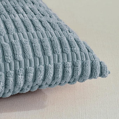 Fancy Homi 4 Packs Decorative Throw Pillow Covers for Living Room Couch Bed, Modern Farmhouse Boho Home Décor Accent Cushion Case, 22" x 22", Light Blue