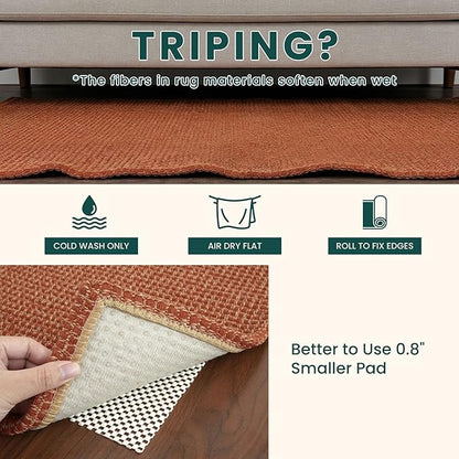 KOZYFLY Orange 3x6 Washable Runner Rug, Non Slip Wide Runners for Hallway, Woven Large Entryway Runners, Braided Floor Carpet Runner for Entry, Kitchen, Bedside, Hall, Burnt Orange/Tan