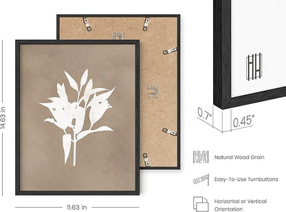HAUS AND HUES Floral Wall Art - Set of 4 Plant Posters for Wall Vintage Botanical Prints, Flower Pictures for Room Aesthetic, Vintage Art Prints Flower Wall Art (Black Frame, 11x14)