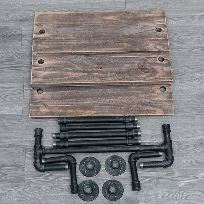 MBQQ 3 Tier Shelving Bathroom Pipe Shelves with Towel Bar Over Toilet, 24 inch Pine Wood Floating Shelves for Wall Mounted Bedroom,Kitchen, Farmhouse, Living Room