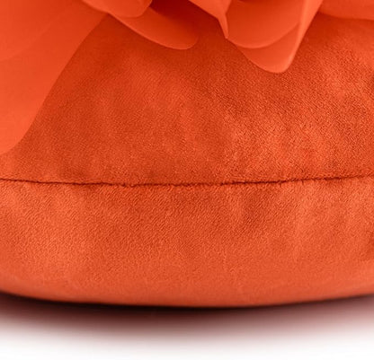 Hand-Stitched Round Decorative Flower Pillow Vibrant Orange 3D Sunflower Velvet Throw Pillow Cute Soft Floral Accent Cushion Boho Farmhouse Home Decor for Couch Bed Living Room Bedroom 14Inch
