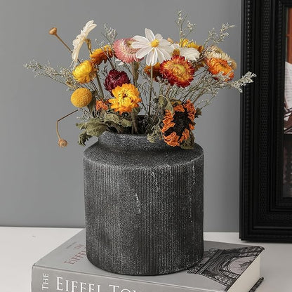 Farmhouse Vase for Home Decor, Vintage Rustic Terracotta Flower Vase Suitable for Home Decor, Living Room, Shelf, Dining Table. 7IN（Frosted Dark Blue） ZSHLXM