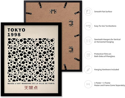 Poster Master Vintage Poster - Retro Pop Art Print - Gift for Artist, Friend - Black Dots, Tokyo, Ville de Paris, Modern, Abstract - Wall Decor for Home, Office, 8x10 Black Framed