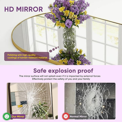 Full Length Mirror, Arched Floor Mirror Freestanding, Floor Standing Full Body Mirror with Stand for Bedroom, Hanging Mounted for Living Room Cloakroom