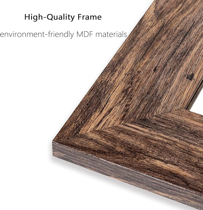 Syndra Wood Mirror with Frame, Rustic 24X32 Inch Wall Mounted Vanity Mirror with Large Wood Frame, Farmhouse Bathroom Mirror for Bedroom, Living Room, Entryway Wall Decor(Teak)