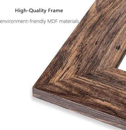Syndra Wood Mirror with Frame, Rustic 24X32 Inch Wall Mounted Vanity Mirror with Large Wood Frame, Farmhouse Bathroom Mirror for Bedroom, Living Room, Entryway Wall Decor(Teak)