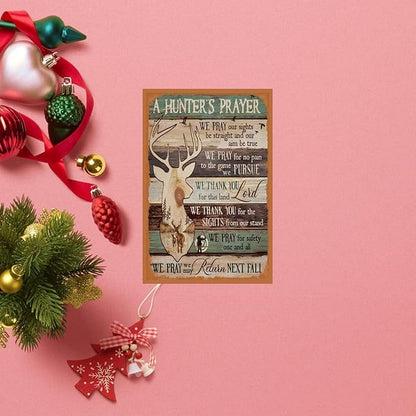Vintage-Sign Rustic-Poster Wall-Art Hunting-Lovers, Hunter’s Prayer, Funny Decor Gift Accessories Plaque for Home Farm Fence Bathroom Bedroom 8 X 12 Inch