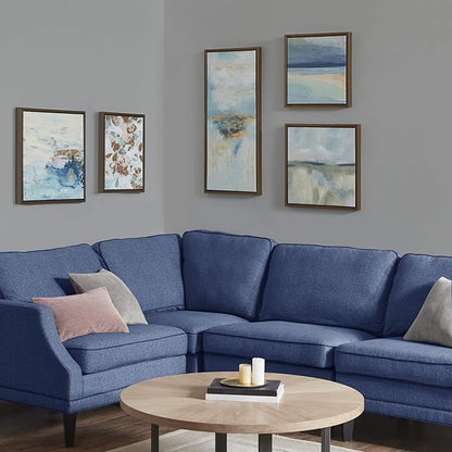 Madison Park Wall Art Living Room Décor - Galary Canvas Home Accent Modern Dining Bathroom Decoration, Ready to Hang Painting for Bedroom, Multi-Sizes, Blue Horizon 5 Piece