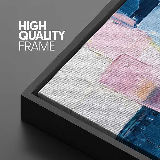 SIGNLEADER Framed Canvas Print Wall Art Set Vibrant Colorful Block Abstract Bold Pink Blue Illustrations Minimal Decorative Bohemian Nordic for Living Room, Bedroom, Office - 16"x24"x3 BLACK