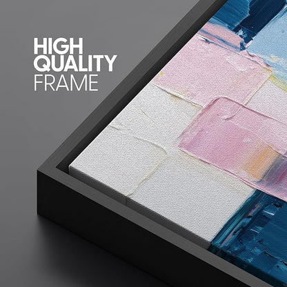 SIGNLEADER Framed Canvas Print Wall Art Set Vibrant Colorful Block Abstract Bold Pink Blue Illustrations Minimal Decorative Bohemian Nordic for Living Room, Bedroom, Office - 16"x24"x3 BLACK
