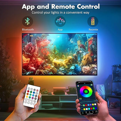 Maylit ICRGB TV LED Backlight, App Control Lights for 76-100in Monitor, Music Sync Color Changing Strip Lights for Home Decor, USB Powered Gaming Accessories Light for Bedroom Room Decor