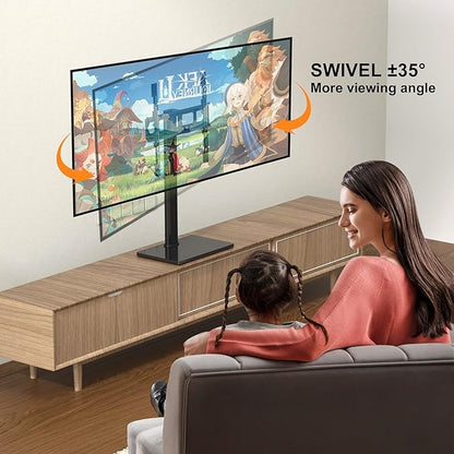 XINLEI Universal Swivel TV Stand Base Table Top TV Stand for 23-70 Inch TVs 70 Degree Swivel, 6 Height Adjustable Tall Monitor Mount Stand, Max VESA 400x400mm,Holds up to 88lbs TS206