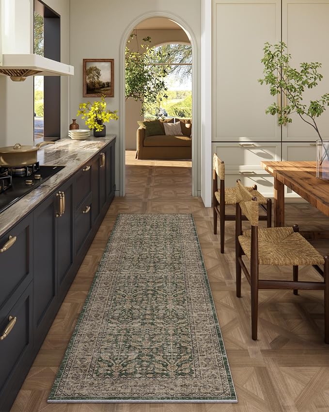 Machine Washable Hallway Runner Rugs: 2'x6' Kitchen Rug Stain Resistant Non Slip Low Pile Soft Carpet Runners for Hallways Indoor Entryway Kitchen Laundry Room Bedroom Bathroom Farmhouse