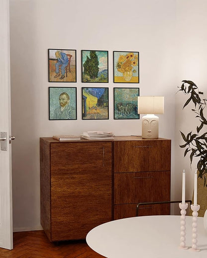 HAUS AND HUES 8x10 Black Oak Frame Set of 6 - Wooden Gallery Holders for Posters & Photos