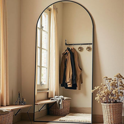 78''x38'' Oversized Full Length Mirrors, Arched Floor Mirror with Stand, Full Body Large Standing Mirror/Leaning/Hanging Wall Mounted for Living Room, Bedroom, Black