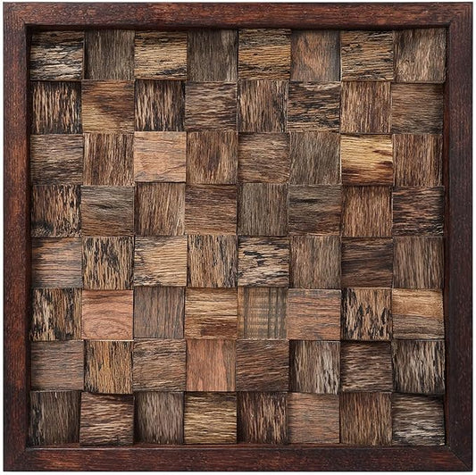 CONSDAN Wood Wall Decor | USA Grown Hardwood, Rustic Wooden Wall Art, Home Decorations for Living Room and Bedroom Aesthetic, Framed and Ready to Hang, Rustic, 18" x 18"