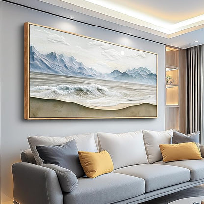 Wapluam Large Framed Canavs Wall Art,Ocean Wall Decor Living Room,Modern Nature Coastal Landscape Painting, Above Bed Beach Wall Art, Sea Waves Pictures Artwork for Bedroom Bathroom home office 30x60