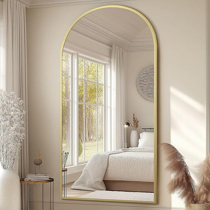 MELOMOIR Arched Oversized Floor Mirror, 81"x41", Large Full Body Mirror for Bedroom & Living Room, Gold Frame with Tempered Glass