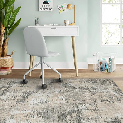 ROYHOME Modern Abstract 2x3 Area Rug Non Slip Non Shedding Low Pile Stain Resistant Rug for Entryway Kitchen Bedroom,Grey Yellow