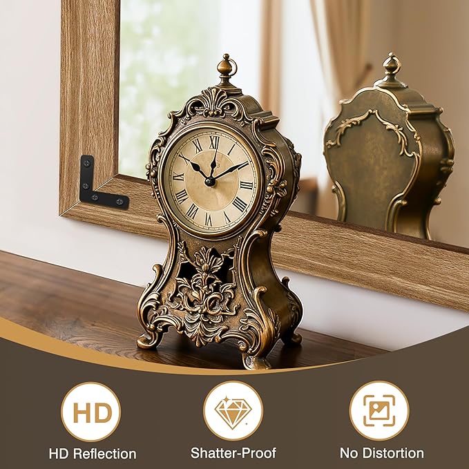 Wooden Bathroom Mirror for Wall, 38"x26" Solid Wood Frame Vanity Mirror, for Farmhouse, Bedroom, Living Room, Entryway Decor, Hangs Vertically or Horizontally