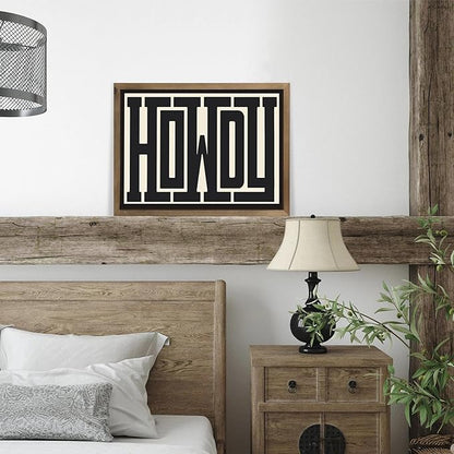 Howdy Wall Art, 15.7x11.8 Inchs Wooden Howdy Sign Western Cowboy Wall Decor, Southwestern Living Room Bedroom Bathroom Home Decorations