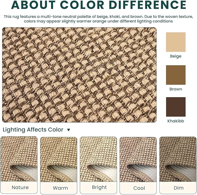 KOZYFLY Farmhouse 7.5x10 Rugs for Living Room, Non Slip Woven Area Rugs, Braided Floor Carpet for Entryway, Kitchen, Bedroom, Dining Room, Office, Cotton Rug Indoor Decor, Orange Beige/Tan/Brown