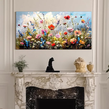 SERIMINO Large Wall Art for Living Room Canvas Prints, Farmhouse Nature Floral Botanical Wall Decor, Colorful Flower Market Modern Home Decor Oil Paintings Bathroom Decor Aesthetic 20"X40"