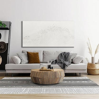 Yuaxker Abstract Wall Art Wave Wall Decor White Canvas Painting Personalized Artwork for Living Room Bedroom Dining Room Office Home Decor 24x48 Inch