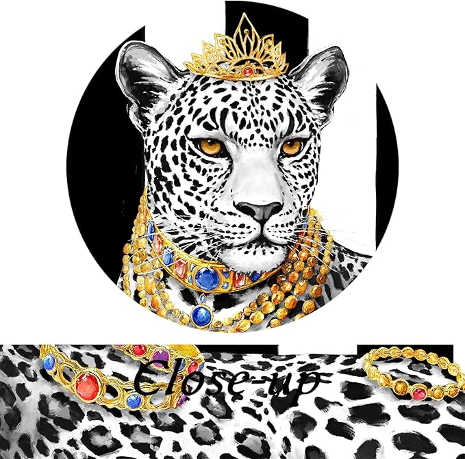 KREATIVE ARTS Luxury Leopard Wall Art 20x48 Inch Framed Canvas Glam Animal Print Jungle Decor Black and White Striped Background Modern Artwork for Bedroom Living Room Office Ready to Hang