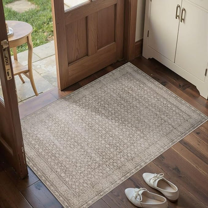 Rugxara 2x3 Entryway Rug,Door Mat Indoor Entrance, Washable Non Slip Kitchen Bathroom Rugs, Ultra-Thin Throw Small Rug for Front Door/Indoor Entrances, Apricot