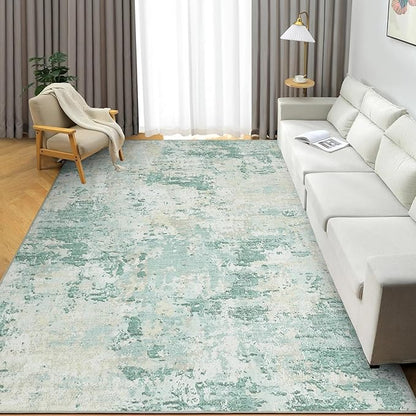 ROYHOME Modern Abstract Area Rug 5x7 Non Slip Non Shedding Rug Low Pile Stain Resistant for Bedroom Living Room,Green