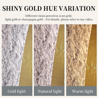 48" Round LED Bathroom Mirror, Wall Mounted Round Backlit Mirror LED Bathroom Vanity Mirror with Light Fog Free Circle Lighted Mirror with Shiny Gold Frame, Smart Light up Mirror 3-Color