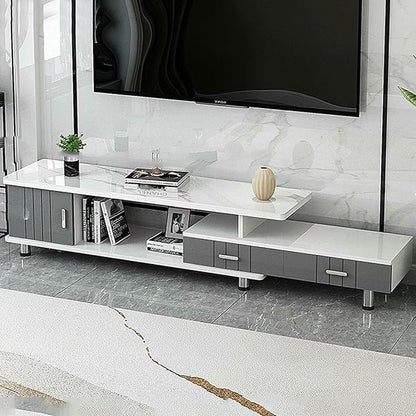 Extendable TV Stand Modern Entertainment Center with Drawers Rectangle TV Console Table for Living Room Bedroom~/