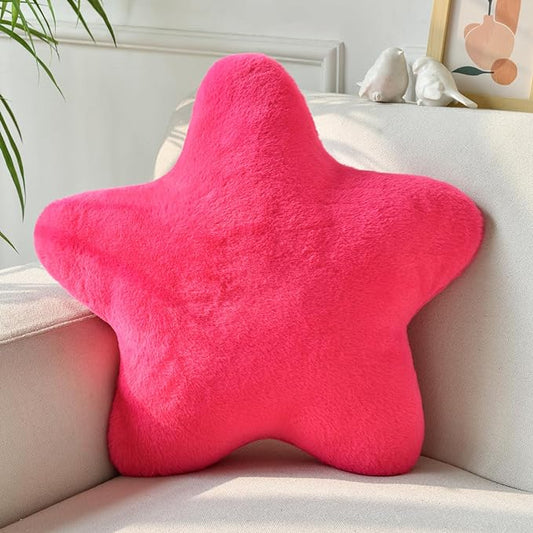 Star Pillow, Decorative Throw Pillows for Bed Couch, 19.6" Star Shaped Pillow Plush Floor Cushions Room Decor Pillow with Soft Faux Rabbit Fur for Sofa Bedroom Living Room