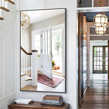 COFENY 48x24In Black Bathroom Mirror for Wall, Rectangle Mirrors with Metal Frame, Bathroom Rectangular Mirror Modern Wall Mirror for Bedroom Living Room, Entryway Hangs Horizontal or Vertical