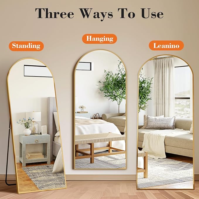 NEWBULIG Full Length Mirror, Full Body Floor Mirror with Aluminum Alloy Thin Frame, Wall or Standing Mirror for Bedroom, Living Room, Dressing Room